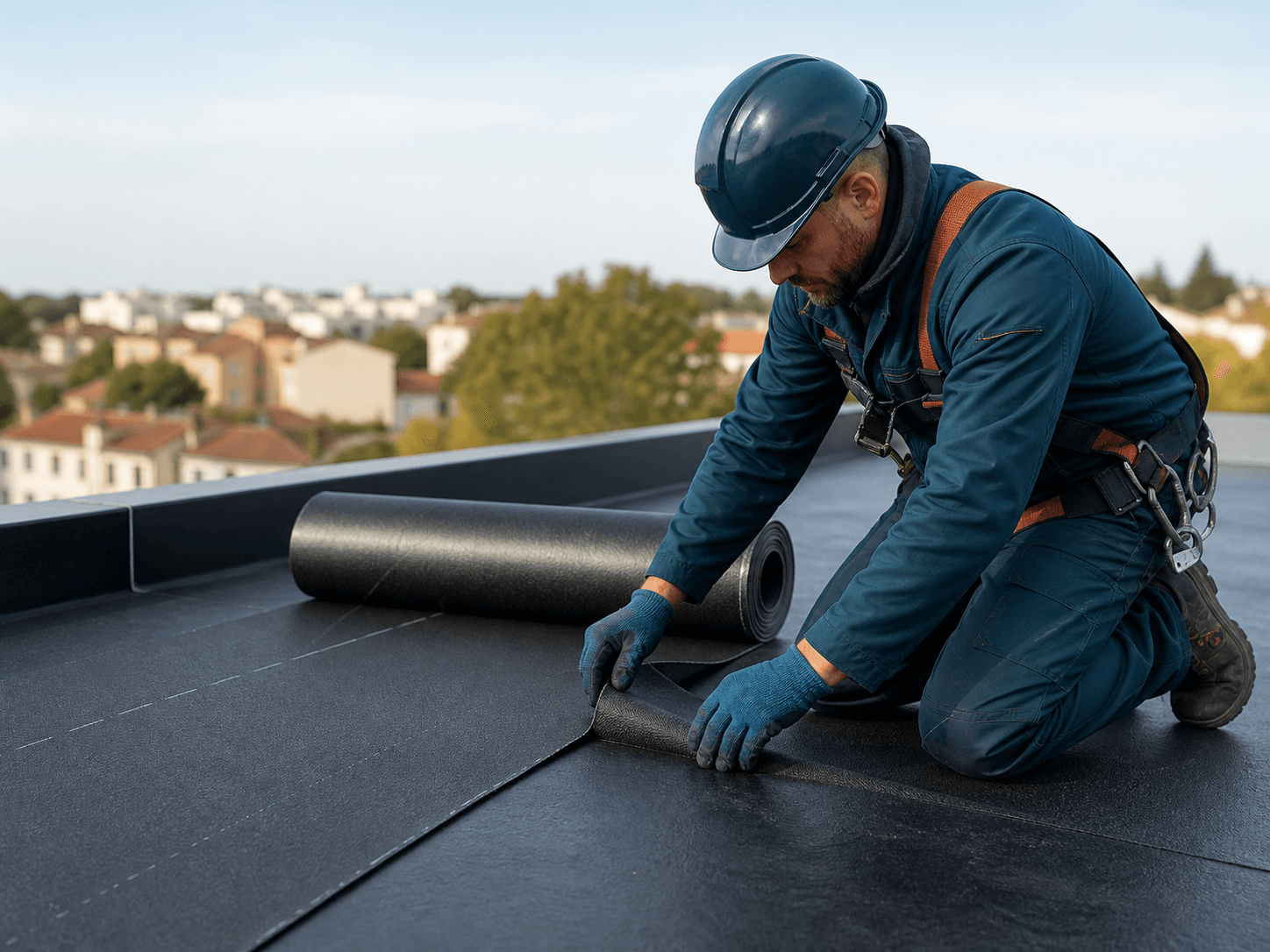 Étancheur en intervention sur un chantier