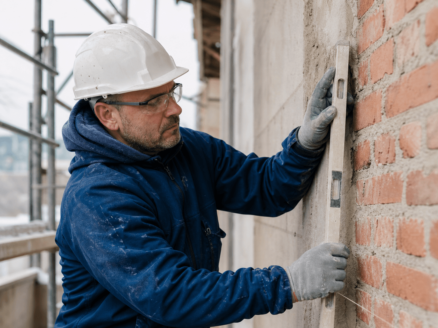 Maçon en intervention sur un chantier